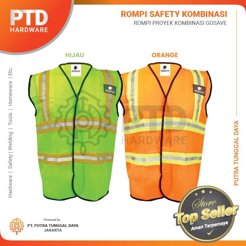 Rompi Safety Proyek / Safety Vest Kombinasi Scotlight Gosave